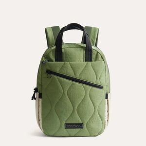 Green Quilted Backpack with Front Pocket